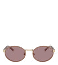 Prada Signature Brown UV Protected Oval Sunglasses for Women