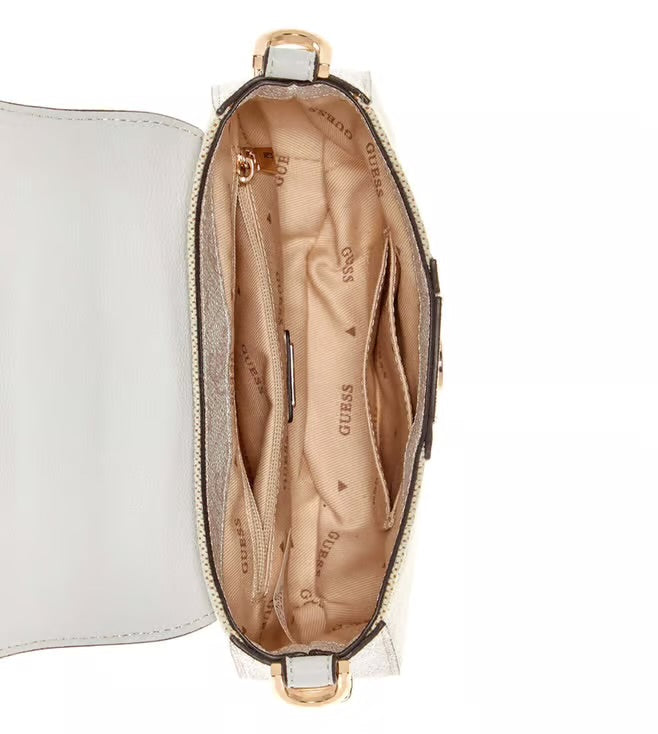 Guess Bamboo Top Handle Crossbody Bag – Natural/White