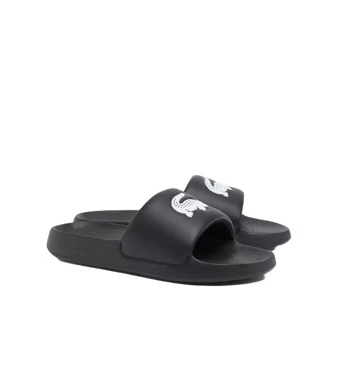 Lacoste Men's Black Croc Logo Slides