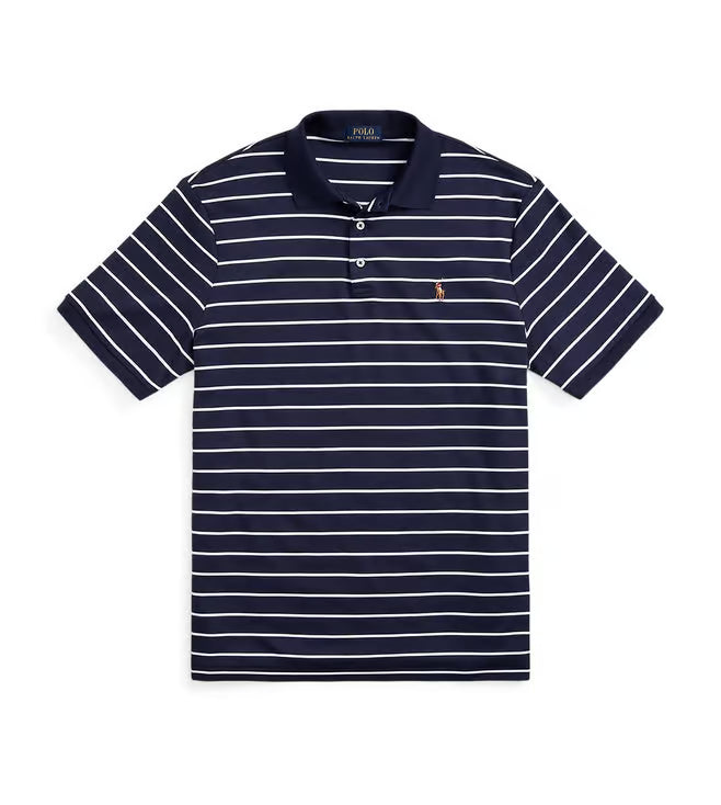 Polo Ralph Lauren Navy Cotton Slim Fit Striped Short Sleeves Polo T-Shirt