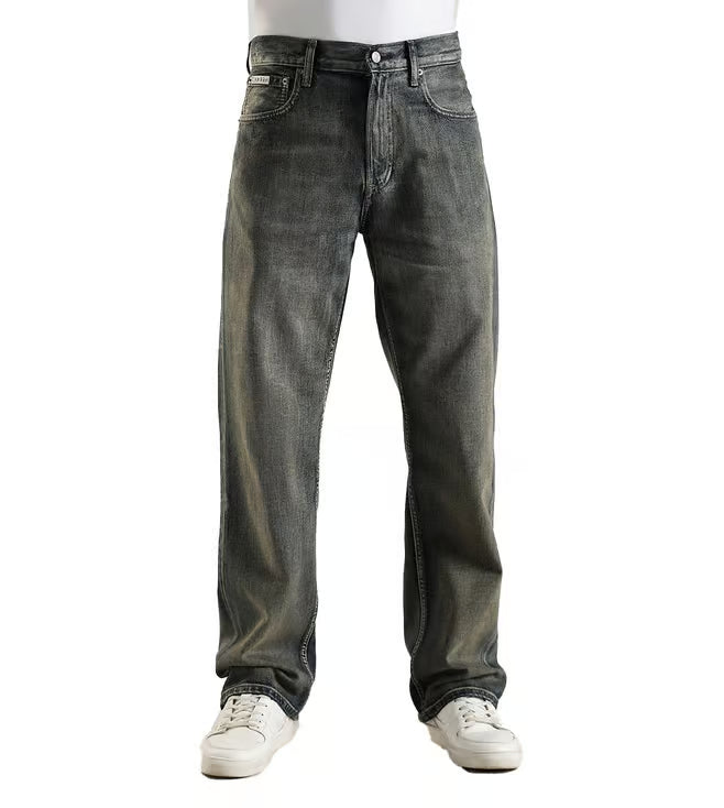 Calvin Klein Jeans Charcoal Grey Cotton Relaxed Fit Jeans