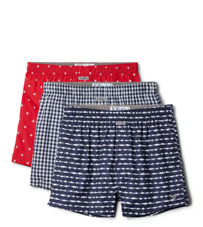 Columbia Men's Multi PFG Printed Woven Boxer (Pack of 3)