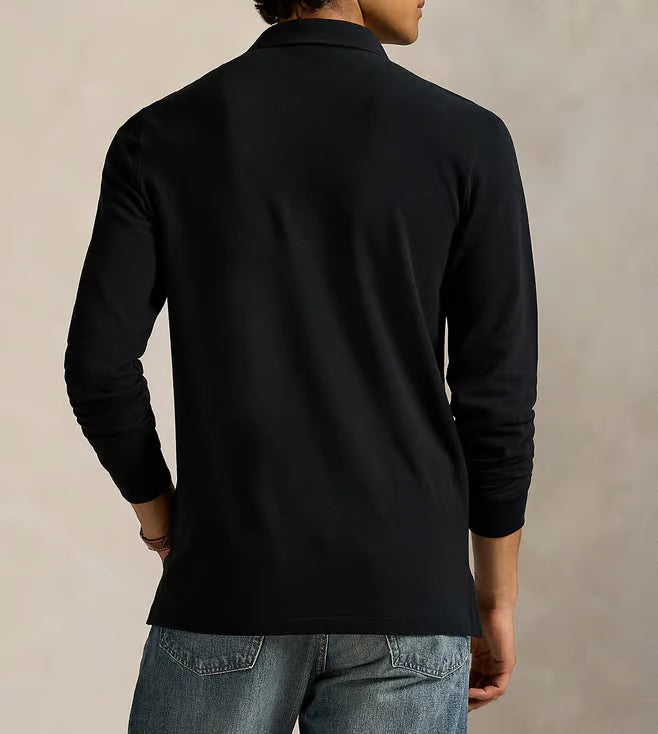 Polo Ralph Lauren Black Cotton Regular Fit Graphic Long Sleeves Polo T-Shirt