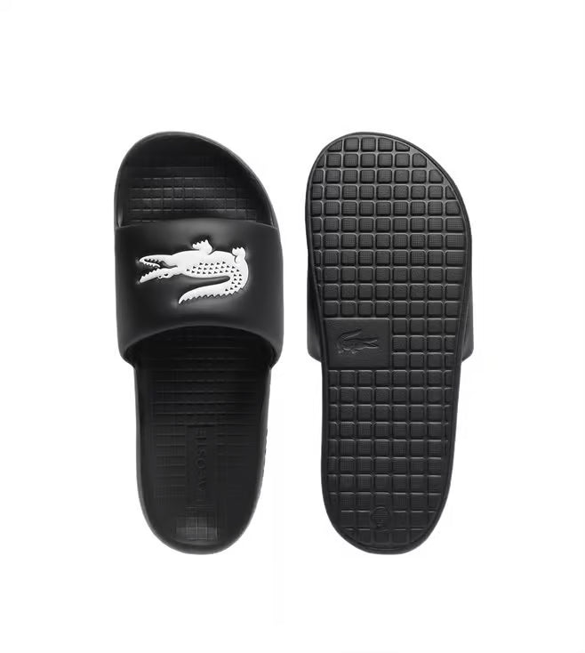 Lacoste Men's Black Croc Logo Slides