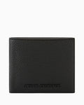 Armani Exchange Pebbled Leather Bifold Wallet – Black & Orange