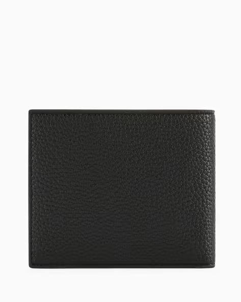 Armani Exchange Pebbled Leather Bifold Wallet – Black & Orange