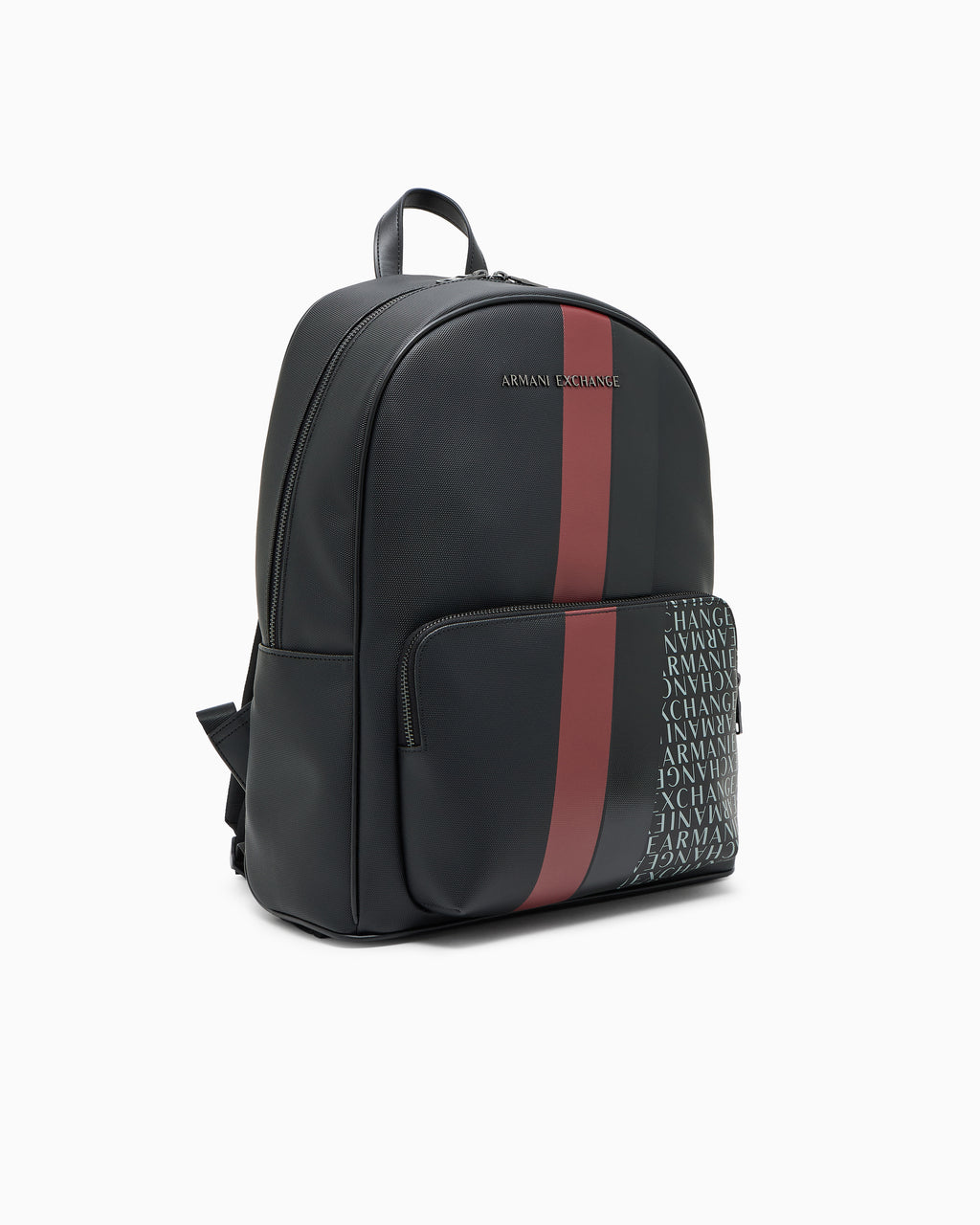 Armani Exchange Stripe & Logo Leather Backpack – Burgundy