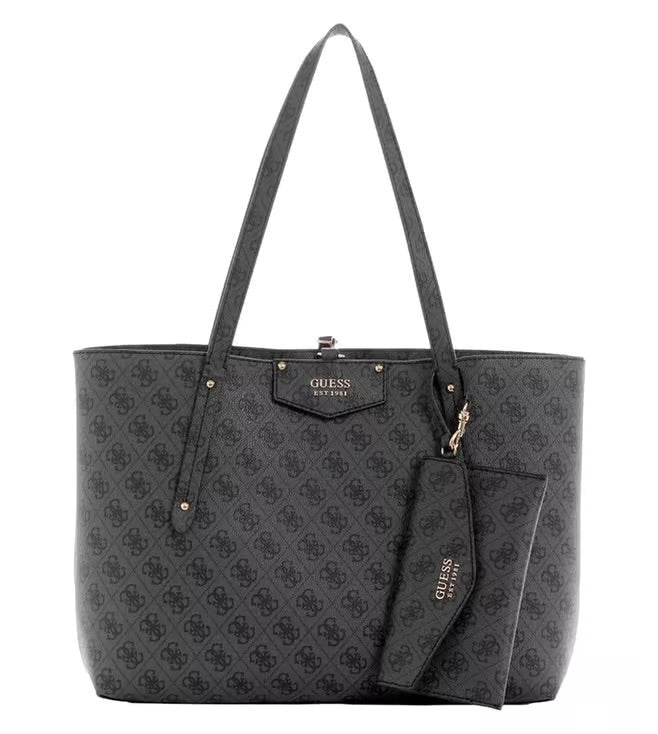 Guess 4G Logo Tote Bag with Pouch – Coal