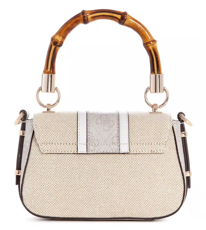 Guess Bamboo Top Handle Crossbody Bag – Natural/White