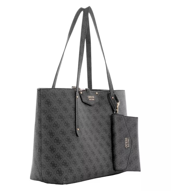 Guess 4G Logo Tote Bag with Pouch – Coal