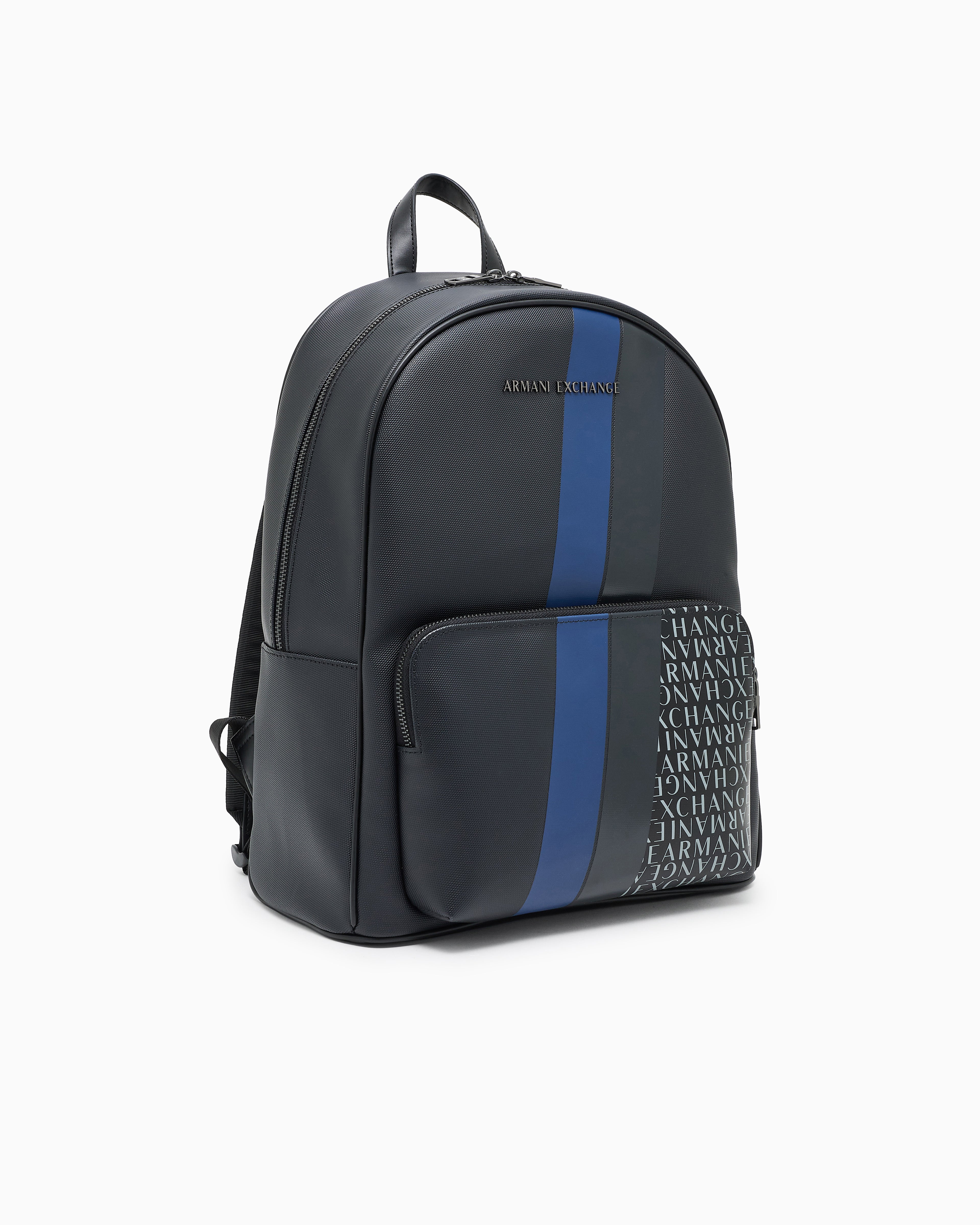 Armani Exchange Stripe & Logo Leather Backpack