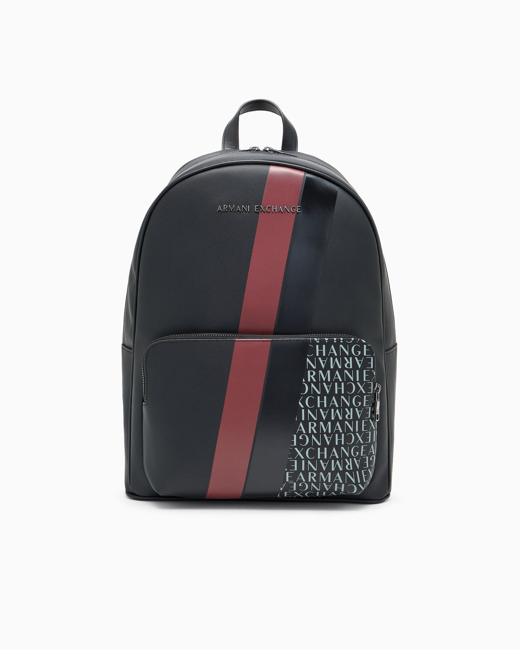 Armani Exchange Stripe & Logo Leather Backpack – Burgundy